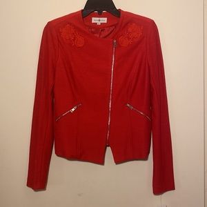 Kate Rosy Embroidered Zip Front Blazer